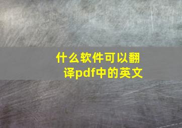 什么软件可以翻译pdf中的英文