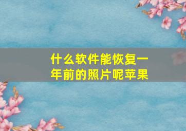 什么软件能恢复一年前的照片呢苹果