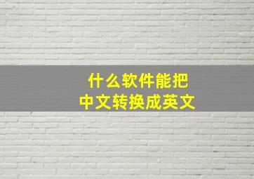 什么软件能把中文转换成英文