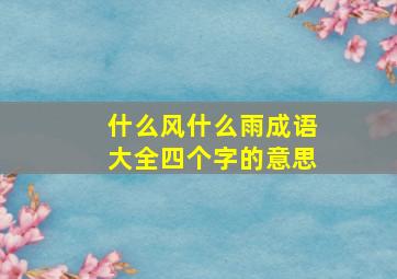 什么风什么雨成语大全四个字的意思