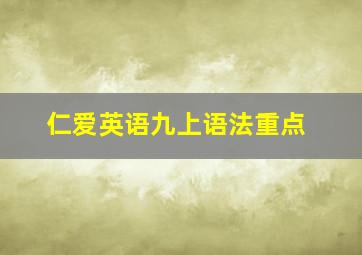 仁爱英语九上语法重点