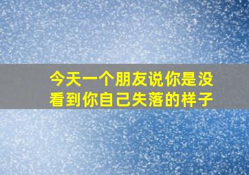 今天一个朋友说你是没看到你自己失落的样子