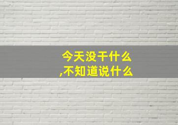 今天没干什么,不知道说什么