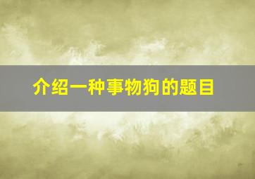 介绍一种事物狗的题目