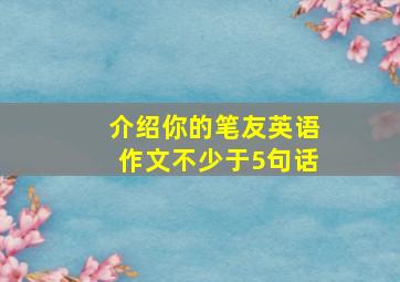 介绍你的笔友英语作文不少于5句话