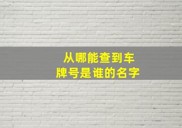 从哪能查到车牌号是谁的名字