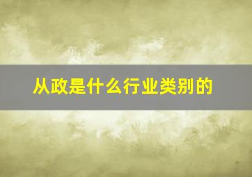 从政是什么行业类别的