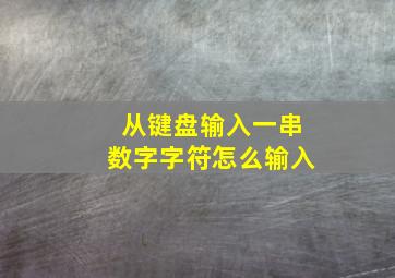 从键盘输入一串数字字符怎么输入