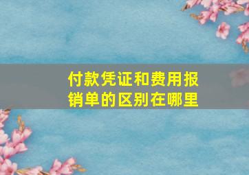 付款凭证和费用报销单的区别在哪里