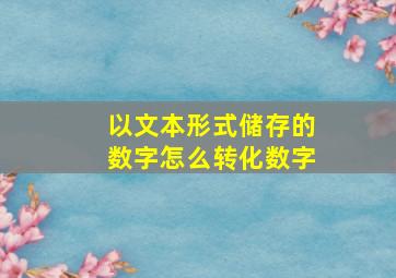 以文本形式储存的数字怎么转化数字