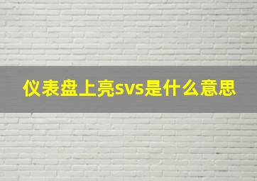 仪表盘上亮svs是什么意思