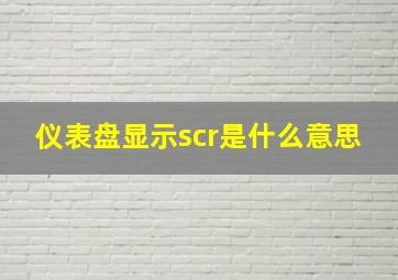 仪表盘显示scr是什么意思