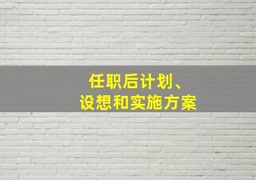 任职后计划、设想和实施方案