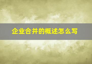 企业合并的概述怎么写