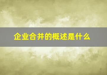 企业合并的概述是什么