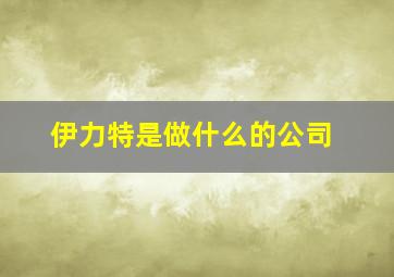 伊力特是做什么的公司