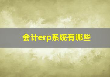 会计erp系统有哪些