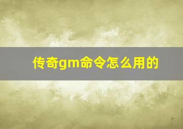 传奇gm命令怎么用的