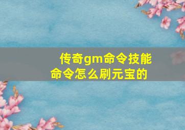 传奇gm命令技能命令怎么刷元宝的