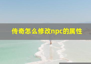 传奇怎么修改npc的属性