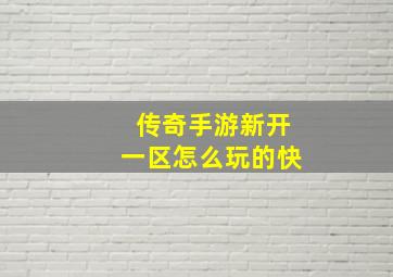 传奇手游新开一区怎么玩的快