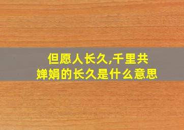 但愿人长久,千里共婵娟的长久是什么意思