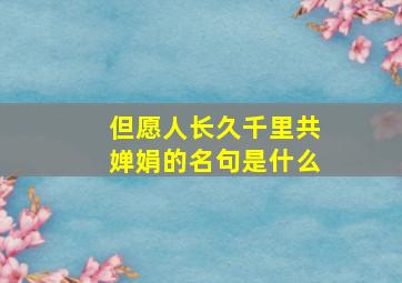 但愿人长久千里共婵娟的名句是什么