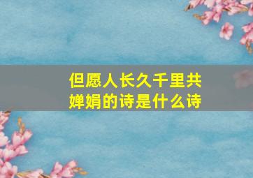 但愿人长久千里共婵娟的诗是什么诗