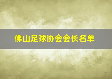 佛山足球协会会长名单