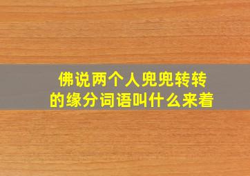 佛说两个人兜兜转转的缘分词语叫什么来着