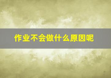 作业不会做什么原因呢