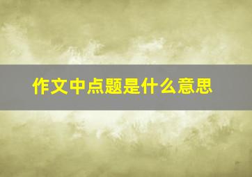 作文中点题是什么意思