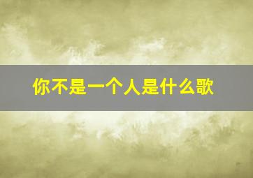 你不是一个人是什么歌