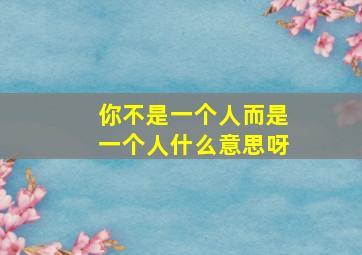 你不是一个人而是一个人什么意思呀