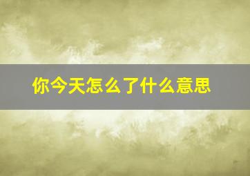 你今天怎么了什么意思