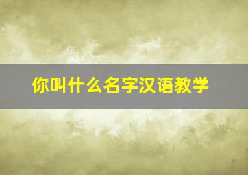 你叫什么名字汉语教学