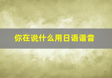 你在说什么用日语谐音