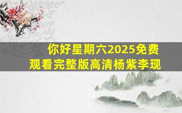 你好星期六2025免费观看完整版高清杨紫李现