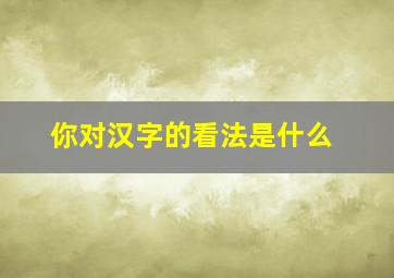 你对汉字的看法是什么