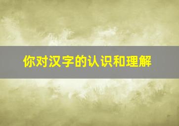 你对汉字的认识和理解