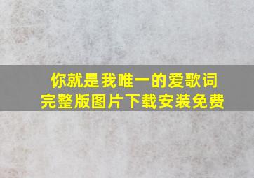 你就是我唯一的爱歌词完整版图片下载安装免费