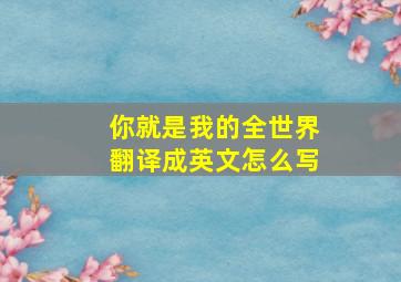 你就是我的全世界翻译成英文怎么写