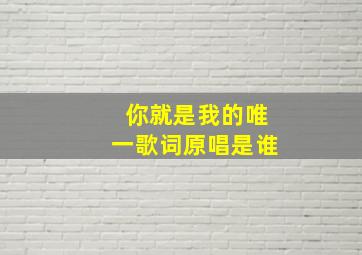 你就是我的唯一歌词原唱是谁