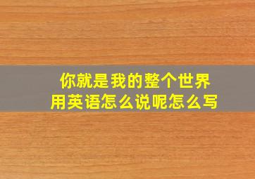 你就是我的整个世界用英语怎么说呢怎么写