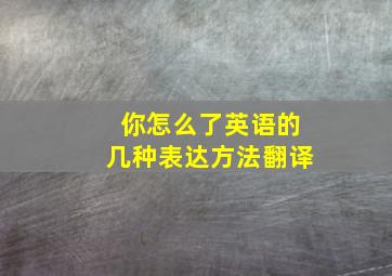 你怎么了英语的几种表达方法翻译