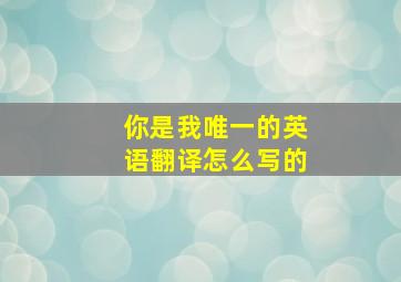 你是我唯一的英语翻译怎么写的