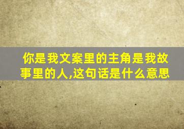 你是我文案里的主角是我故事里的人,这句话是什么意思