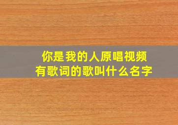 你是我的人原唱视频有歌词的歌叫什么名字