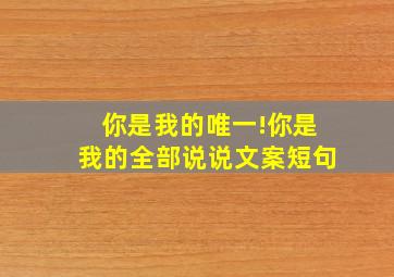 你是我的唯一!你是我的全部说说文案短句