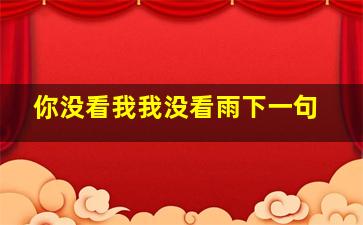 你没看我我没看雨下一句